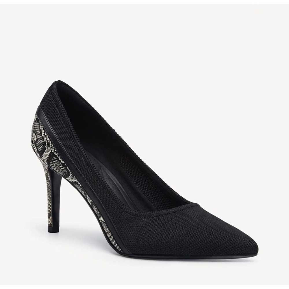 NWT Cosy Island Black & Snakeskin Pointed Toe Pumps Heels Size 9.5 retail $129
